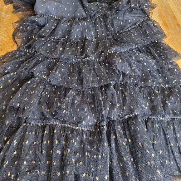 Bcbgmaxazria Dress Ruffles Layered Black Gold One Shoulder Party Prom Nightout - Picture 10 of 16